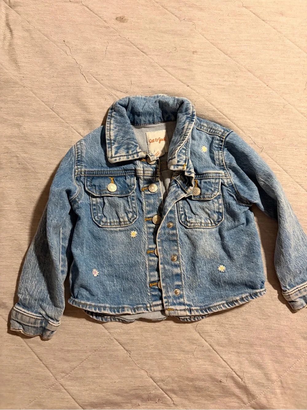 Cat & Jack Light Blue Denim Jacket with Daisy Embroidery
